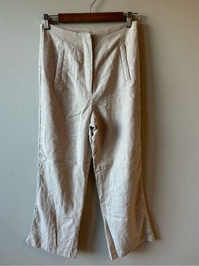 Jason Wu Natural Linen-Blend Wide Leg Chinos